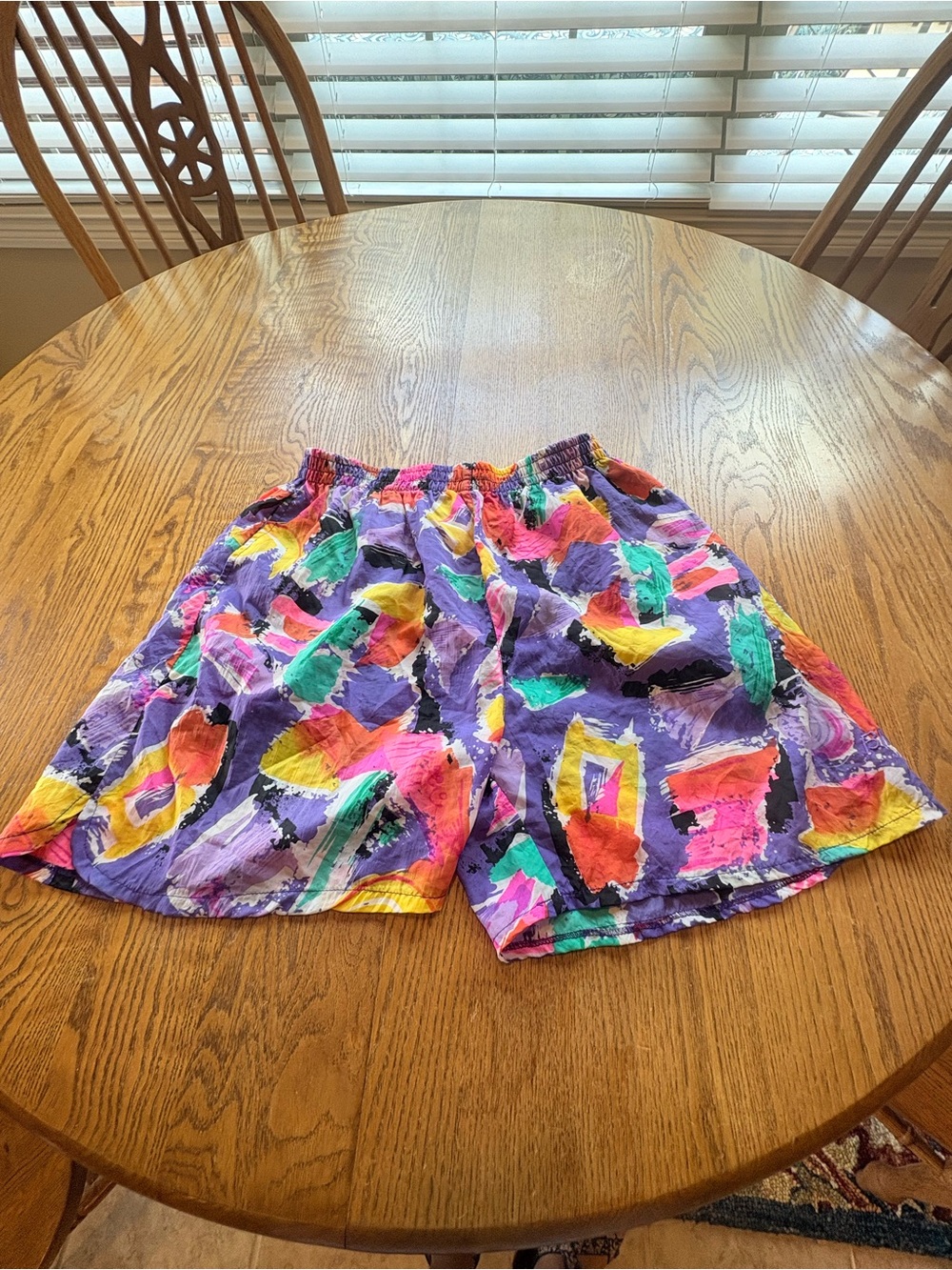 Vintage 80-90’s Bike Brand Athletic Nylon Shorts Abstract Purple Size M